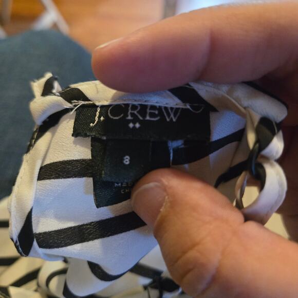 J.Crew Black White Stripe Racerback Cami Tank Top Size 8 - Picture 3 of 6